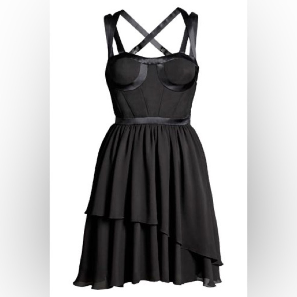 NEW - VERSACE FOR H&M black silk corset dress